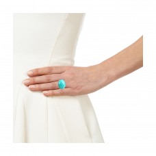 Vintage turquoise oval Cut Cocktail Cubic Zirconia Ring